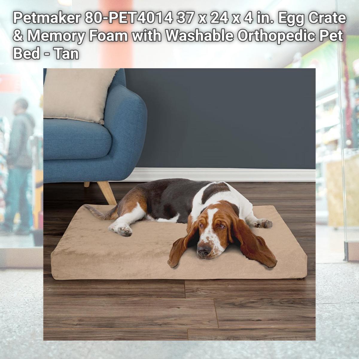 Picture of Petmaker 80-PET4014 37 x 24 x 4 in. Egg Crate & Memory Foam with Washable Orthopedic Pet Bed - Tan