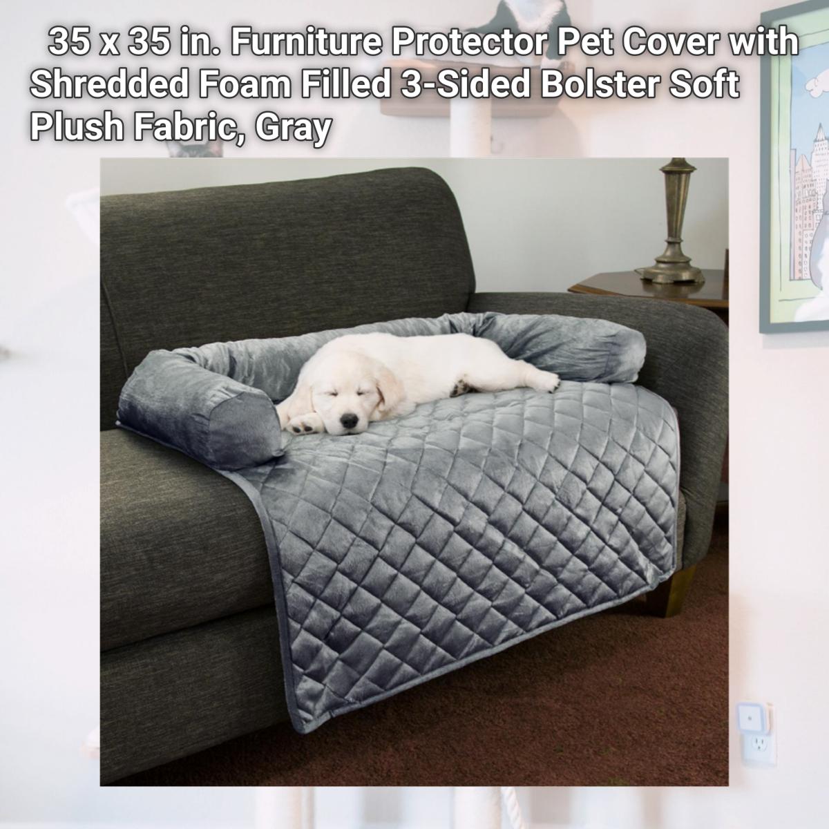 Picture of Petmaker 80-PET6050 35 x 35 in. Furniture Protector Pet Cover with Shredded Foam Filled 3-Sided Bolster Soft Plush Fabric, Gray
