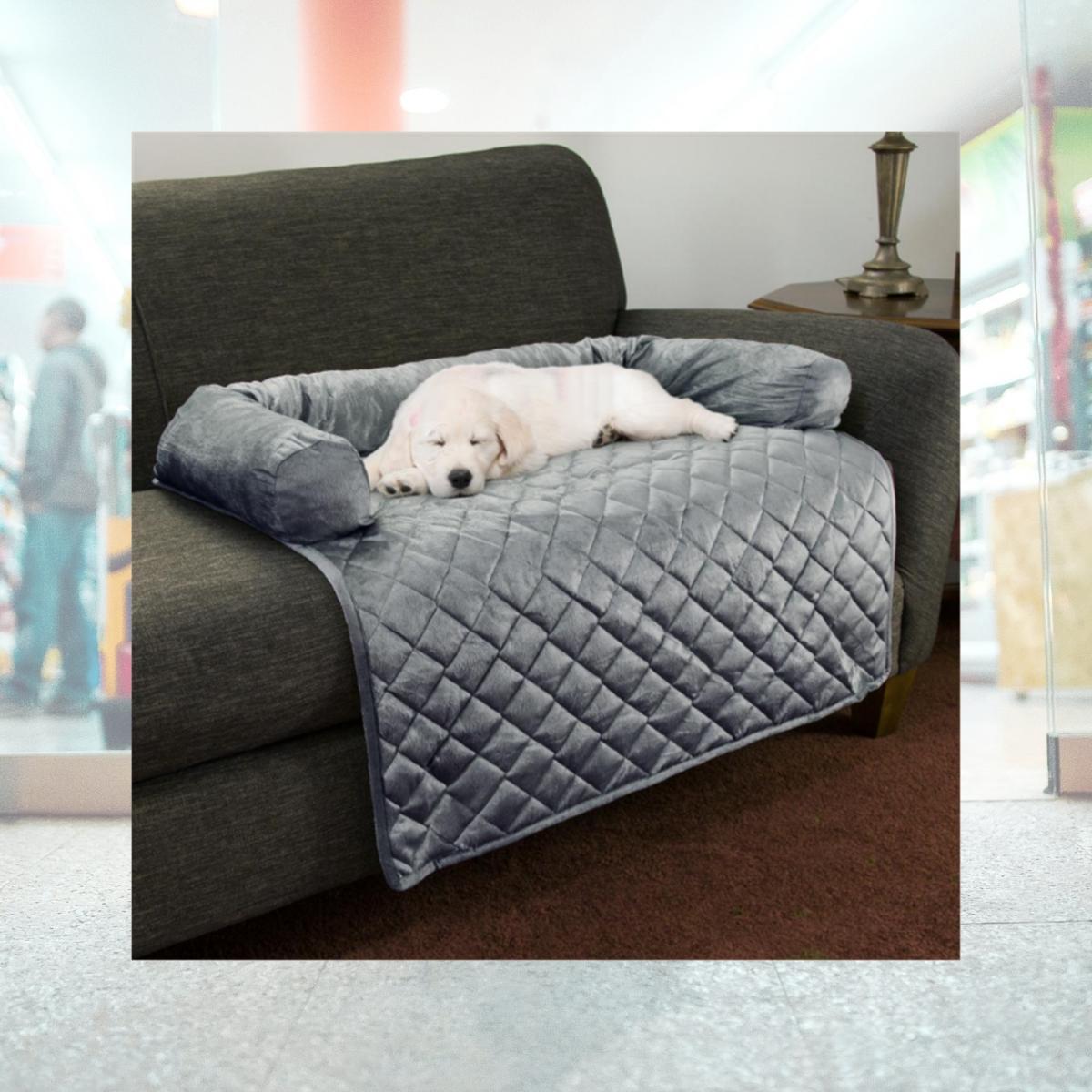 Picture of Petmaker 80-PET6050 35 x 35 in. Furniture Protector Pet Cover with Shredded Foam Filled 3-Sided Bolster Soft Plush Fabric, Gray