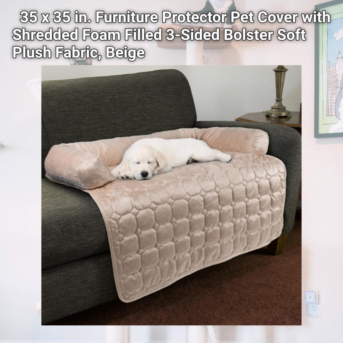 Picture of Petmaker 80-PET6053 35 x 35 in. Furniture Protector Pet Cover with Shredded Foam Filled 3-Sided Bolster Soft Plush Fabric, Beige