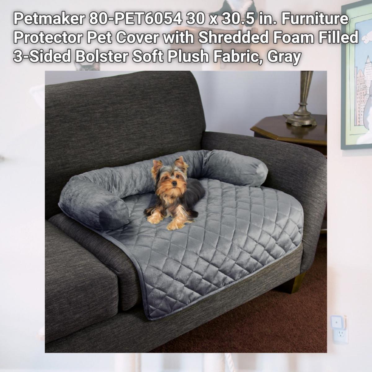 Picture of Petmaker 80-PET6054 30 x 30.5 in. Furniture Protector Pet Cover with Shredded Foam Filled 3-Sided Bolster Soft Plush Fabric, Gray