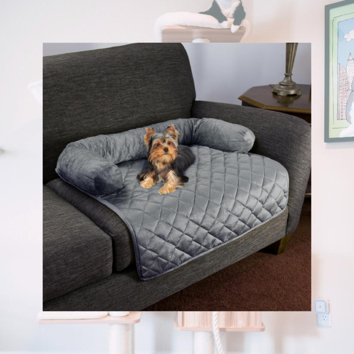 Picture of Petmaker 80-PET6054 30 x 30.5 in. Furniture Protector Pet Cover with Shredded Foam Filled 3-Sided Bolster Soft Plush Fabric, Gray