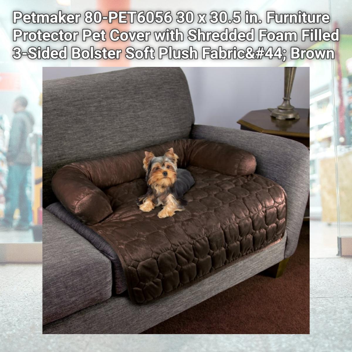 Picture of Petmaker 80-PET6056 30 x 30.5 in. Furniture Protector Pet Cover with Shredded Foam Filled 3-Sided Bolster Soft Plush Fabric&#44; Brown
