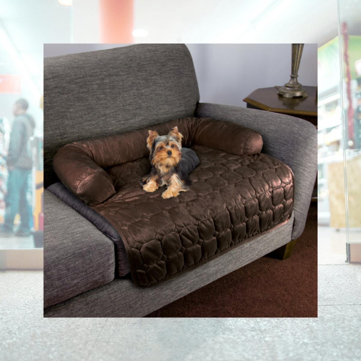 Picture of Petmaker 80-PET6056 30 x 30.5 in. Furniture Protector Pet Cover with Shredded Foam Filled 3-Sided Bolster Soft Plush Fabric&#44; Brown