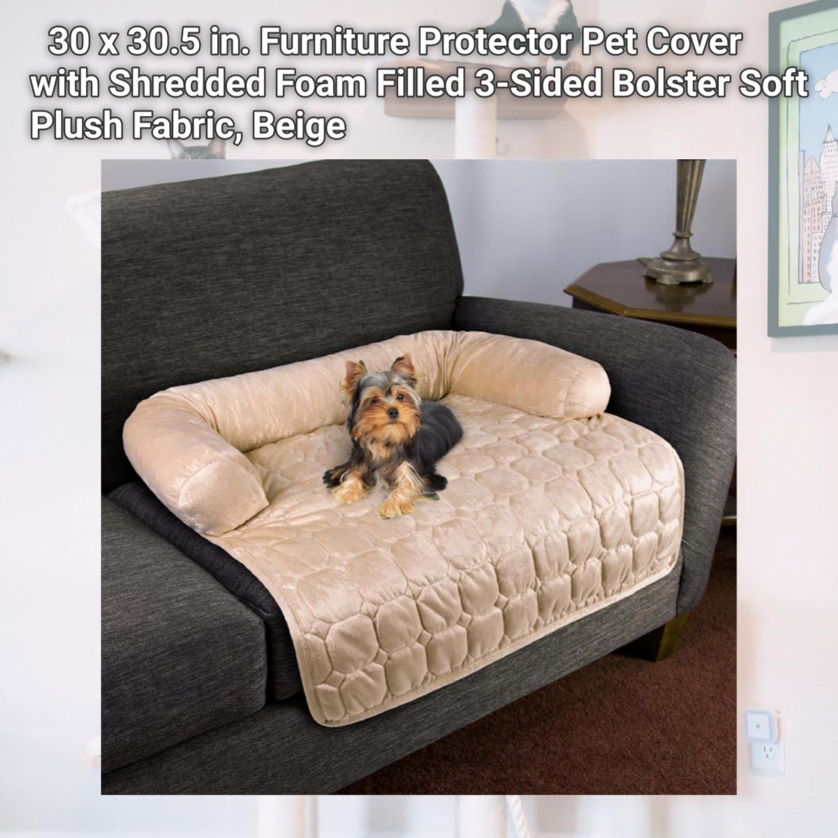 Picture of Petmaker 80-PET6057 30 x 30.5 in. Furniture Protector Pet Cover with Shredded Foam Filled 3-Sided Bolster Soft Plush Fabric, Beige