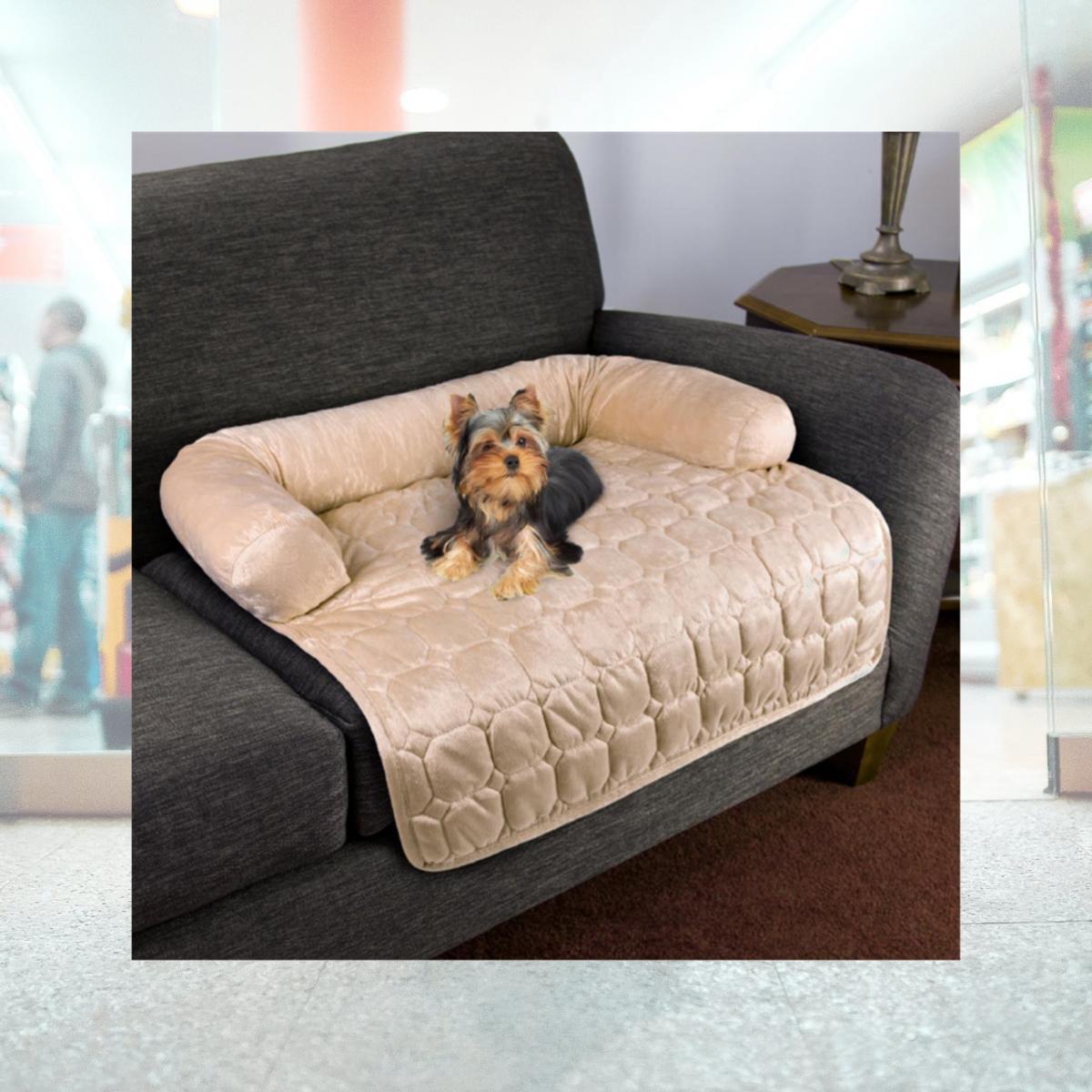 Picture of Petmaker 80-PET6057 30 x 30.5 in. Furniture Protector Pet Cover with Shredded Foam Filled 3-Sided Bolster Soft Plush Fabric, Beige
