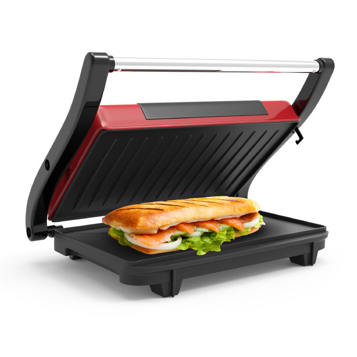 Picture of Chef Buddy 82-SW100 Panini Press Indoor Grill & Gourmet Sandwich Maker with Nonstick Plates&#44; Red
