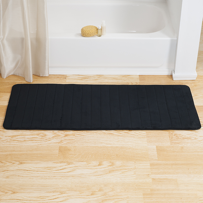 Picture of Lavish Home 67-17-BL 60 x 24.25 x 0.62 in. Memory Foam Striped Extra Long Bath Mat - Black