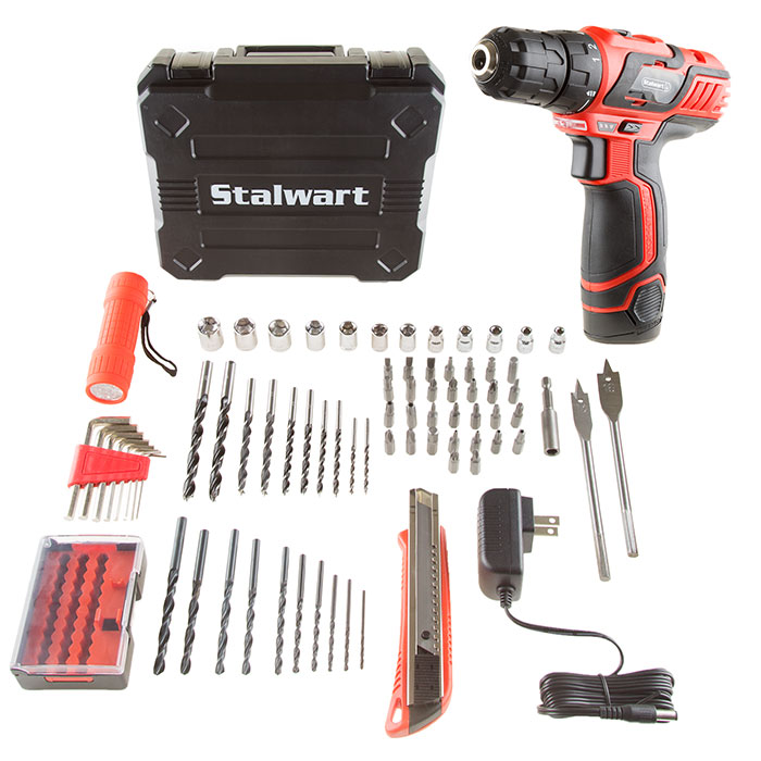 Picture of Stalwart 75-PT1003 75 Piece 12V Lithium Ion 2 Speed Drill & Accessory Tool Set