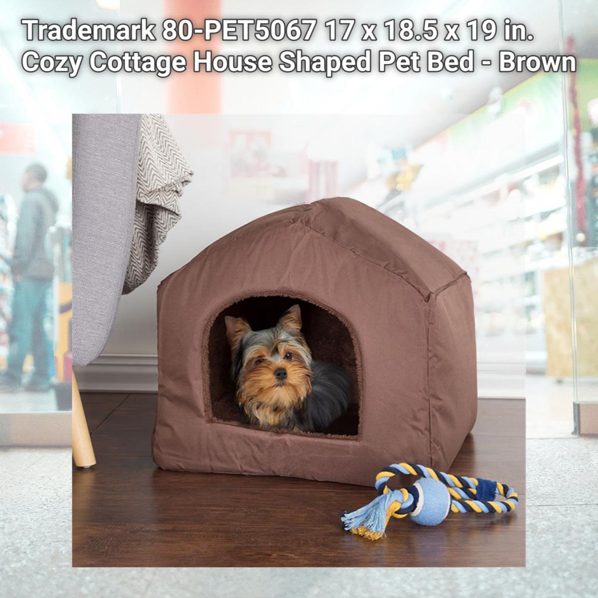 Picture of Trademark 80-PET5067 17 x 18.5 x 19 in. Cozy Cottage House Shaped Pet Bed - Brown