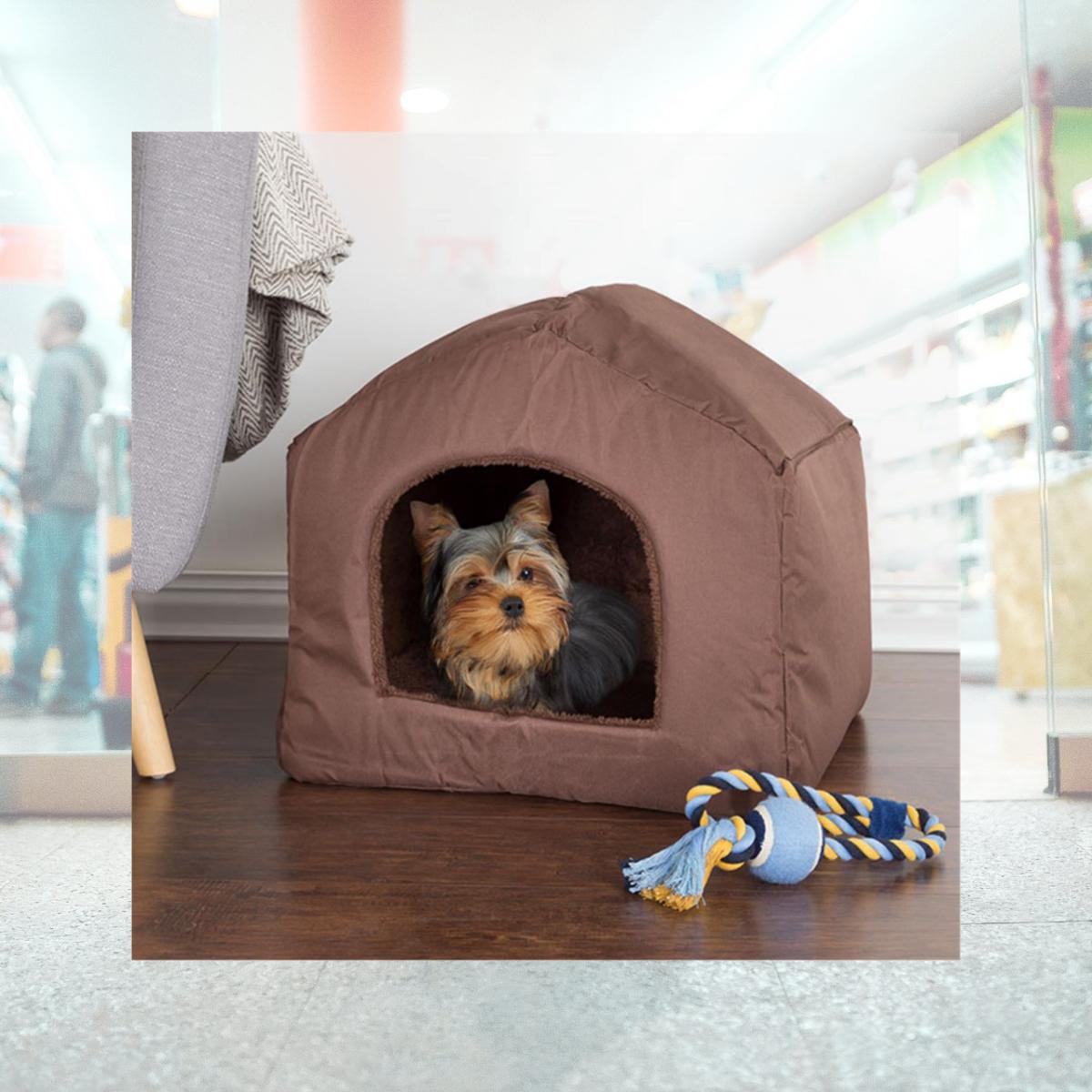 Picture of Trademark 80-PET5067 17 x 18.5 x 19 in. Cozy Cottage House Shaped Pet Bed - Brown