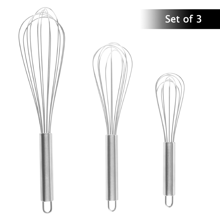 Picture of Classic Cuisine 82-KIT1035 Stainless Steel Kitchen Utensils Wire Whisk Set - 3 Piece