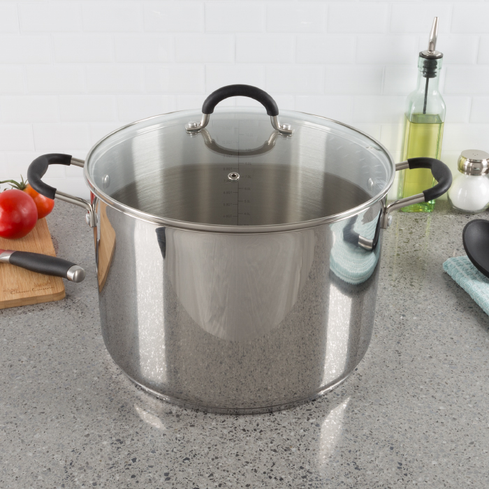 12 qt Stainless Steel Stock Pot with Lid - Large -  Carne, CA3242786