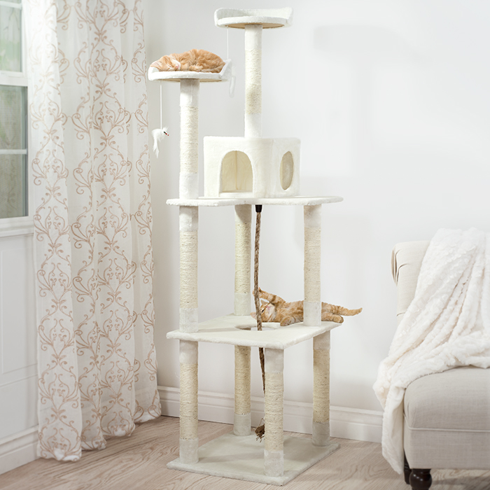 Picture of Petmaker 80-0709 6 ft. Sleep & Play Cat Tree&#44; Ivory