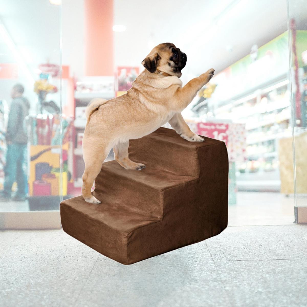 Picture of Petmaker 80-PET6012 High Density Foam Pet Stairs 3 Steps with Machine Washable Zippered Removeable Micro-Fiber Cover with Non-slip Bottom - Brown