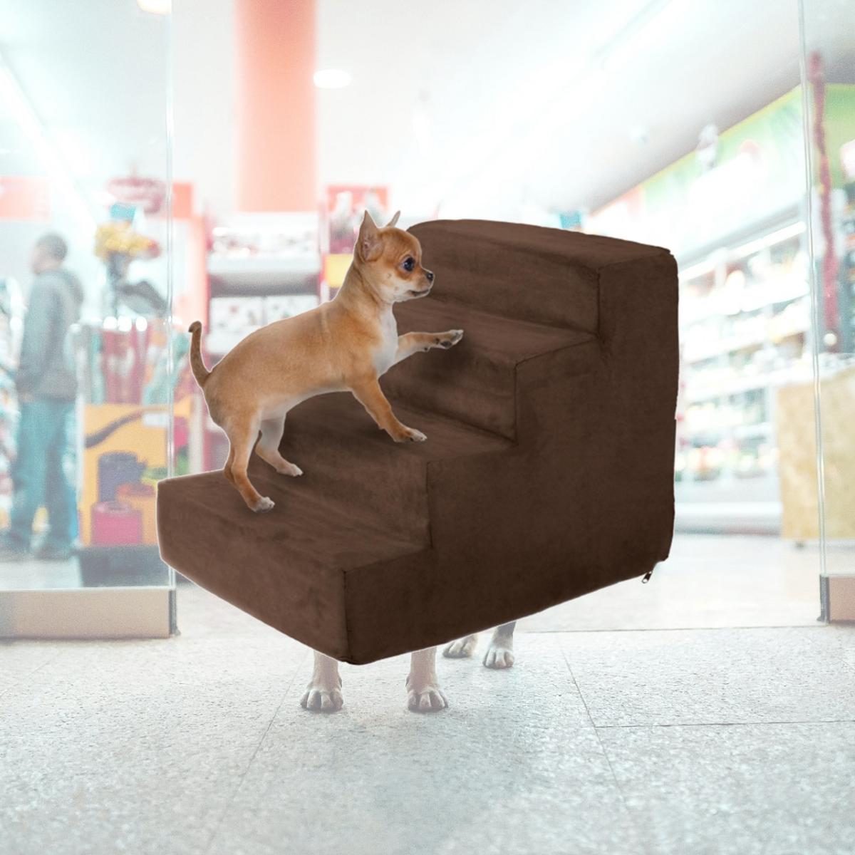 Picture of Petmaker 80-PET6015 High Density Foam Pet Stairs 4 Steps with Machine Washable Zippered Removeable Micro-Fiber Cover with Non-slip Bottom - Brown