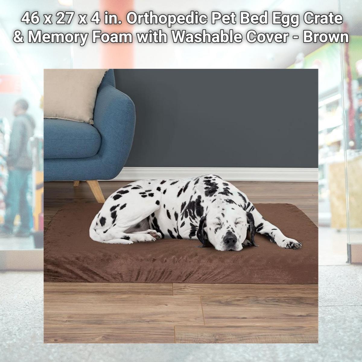 Picture of Petmaker 80-PET4012B 46 x 27 x 4 in. Orthopedic Pet Bed Egg Crate & Memory Foam with Washable Cover - Brown