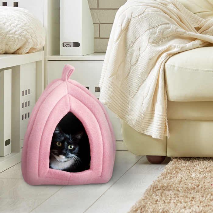 Picture of Petmaker 80-PET6000 Cat Pet Bed Igloo Soft Indoor Enclosed Covered Tent & House for Cats Kittens & Small Pets with Removable Cushion Pad - Pink