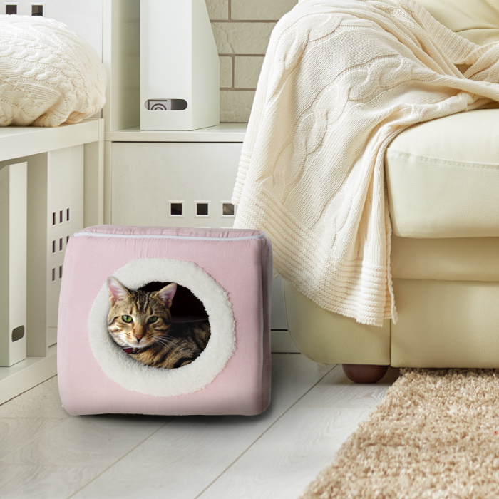 Picture of Petmaker 80-PET6019 Cat Pet Bed Cave Soft Indoor Enclosed Covered - Pink