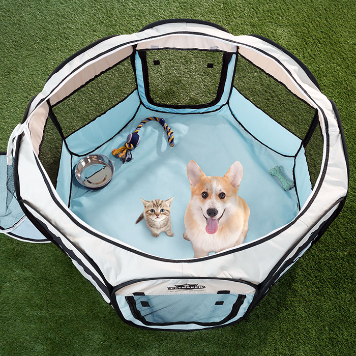 Picture of Petmaker 80-PET5064 Portable Pop Up Pet Play Pen with Carrying Bag, Blue - 38 in. dia. x 24 in.