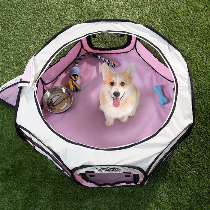 Picture of Petmaker 80-PET5061 3.48 lbs Portable Pop Up Pet Play Pen with Carrying Bag, Pink - 33 in. dia. x 15.5 in.