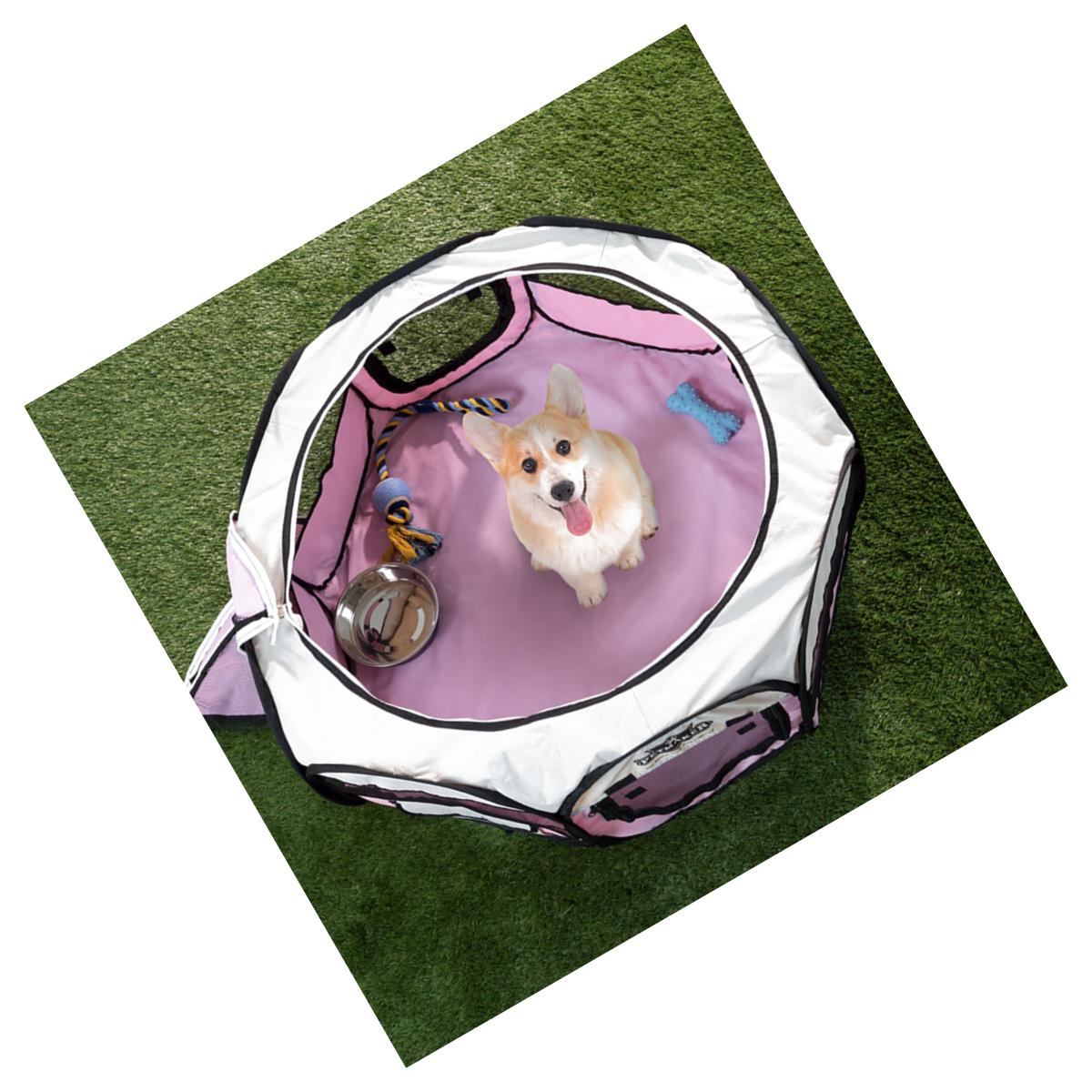 Picture of Petmaker 80-PET5061 3.48 lbs Portable Pop Up Pet Play Pen with Carrying Bag, Pink - 33 in. dia. x 15.5 in.