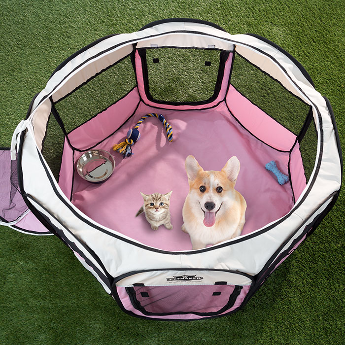 Picture of Petmaker 80-PET5063 Portable Pop Up Pet Play Pen with Carrying Bag, Pink - 38 in. dia. x 24 in.
