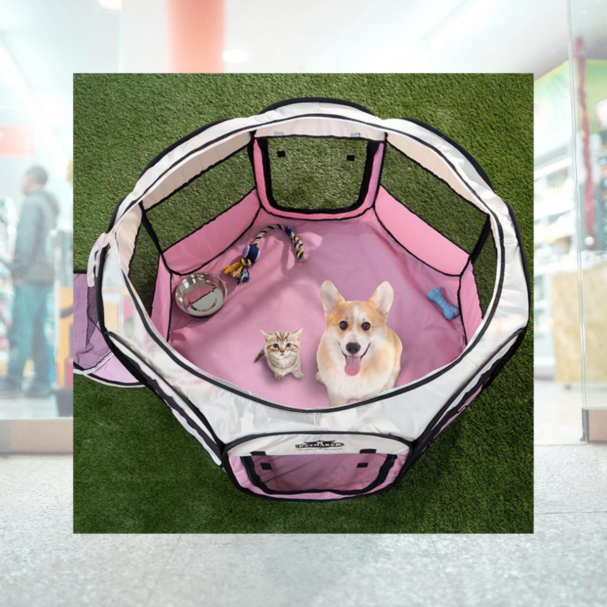 Picture of Petmaker 80-PET5063 Portable Pop Up Pet Play Pen with Carrying Bag, Pink - 38 in. dia. x 24 in.