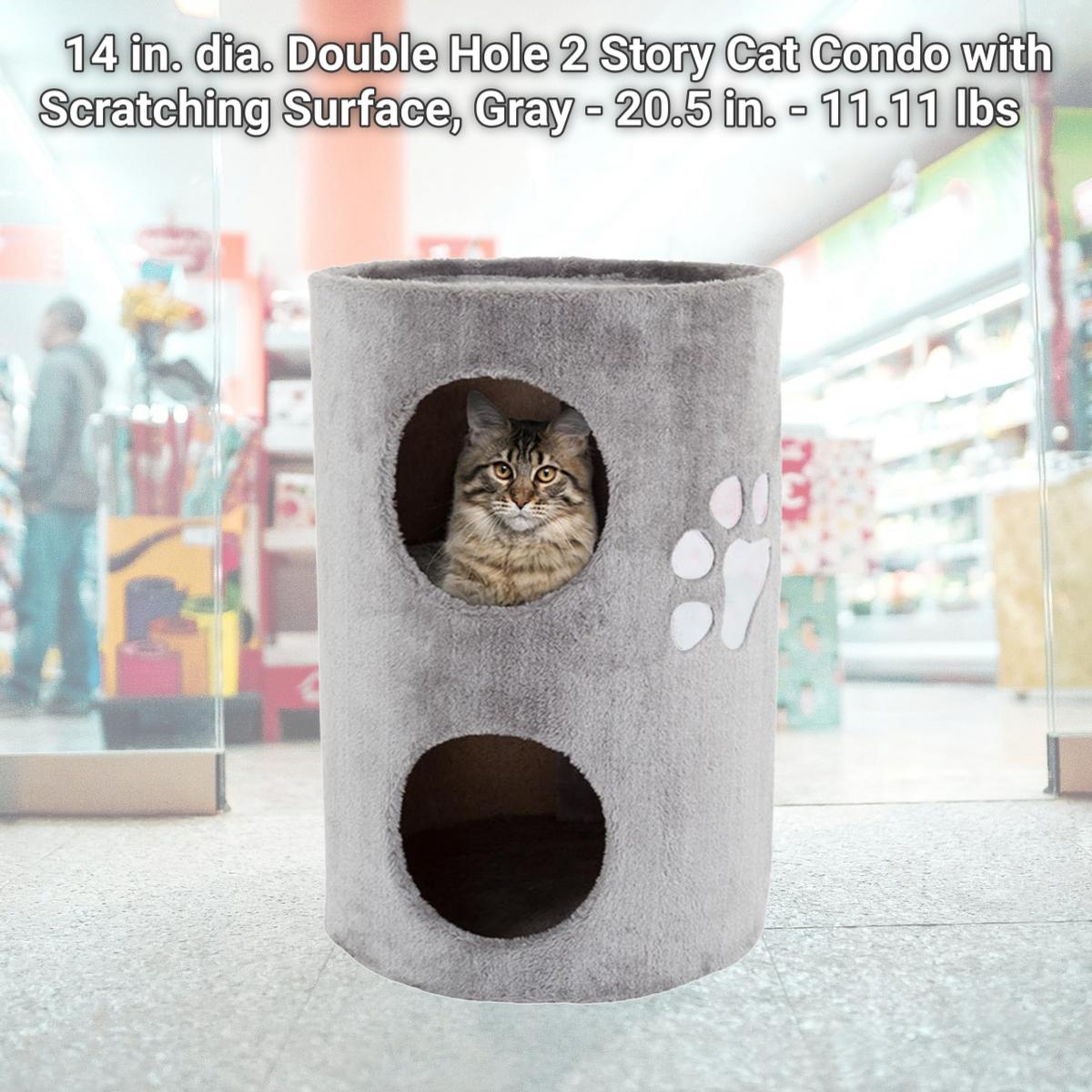 Picture of Petmaker 80-PET5080 14 in. dia. Double Hole 2 Story Cat Condo with Scratching Surface, Gray - 20.5 in. - 11.11 lbs