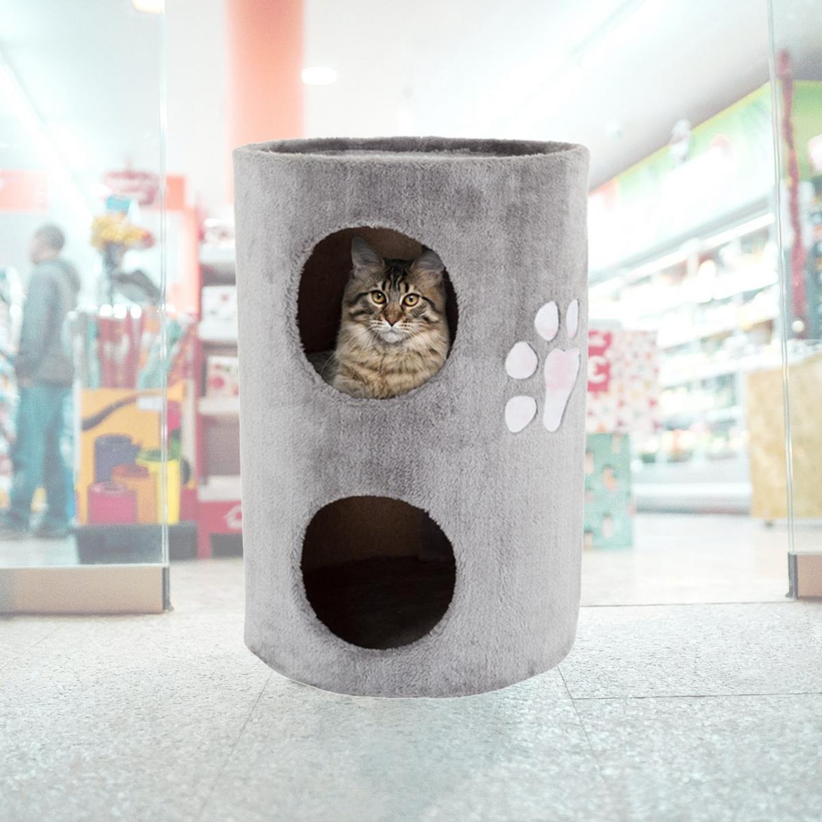 Picture of Petmaker 80-PET5080 14 in. dia. Double Hole 2 Story Cat Condo with Scratching Surface, Gray - 20.5 in. - 11.11 lbs