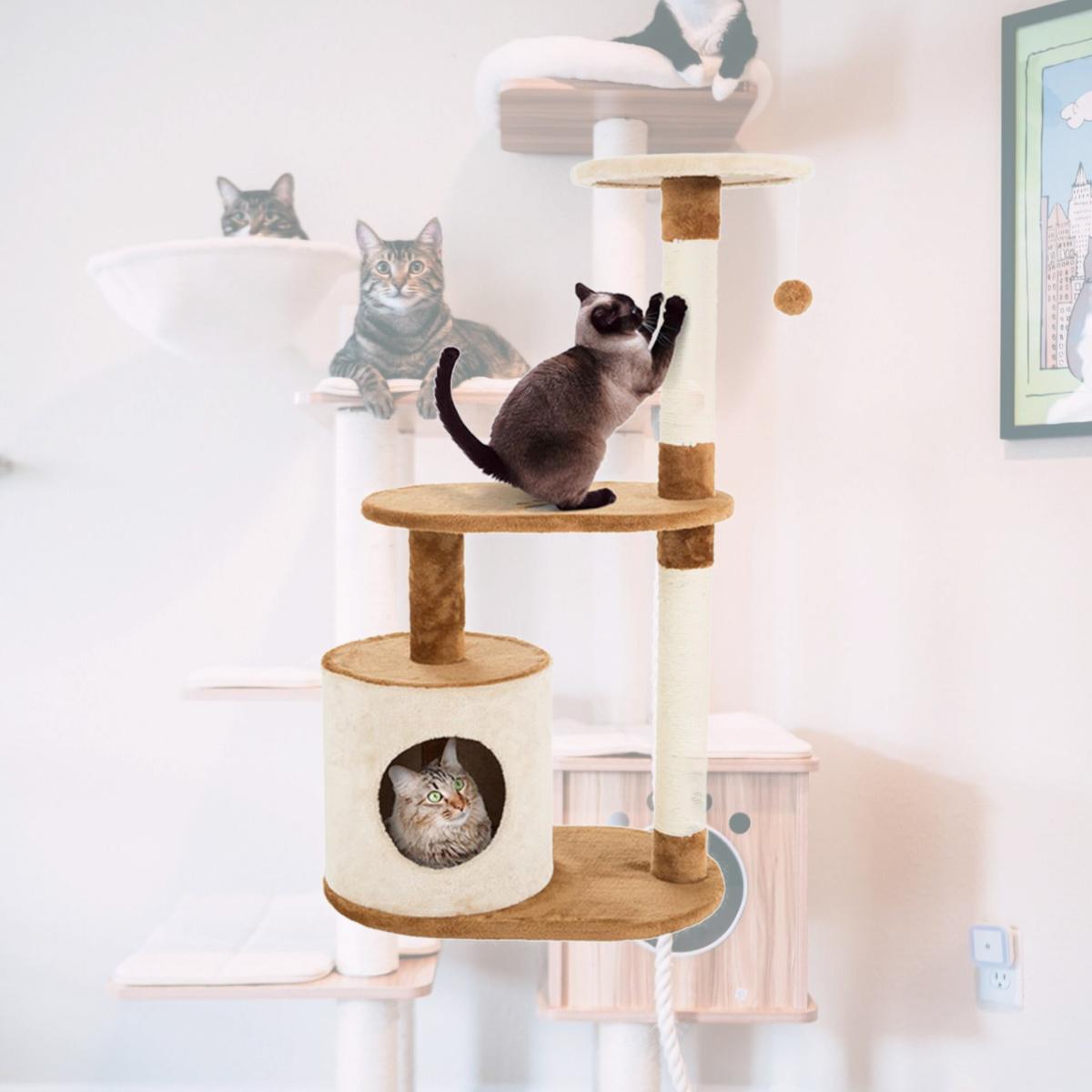 Picture of Petmaker 80-PET5081 37.5 in. 3 Tier Cat Tree with Condo & Scratching Posts&#44; Brown & Tan