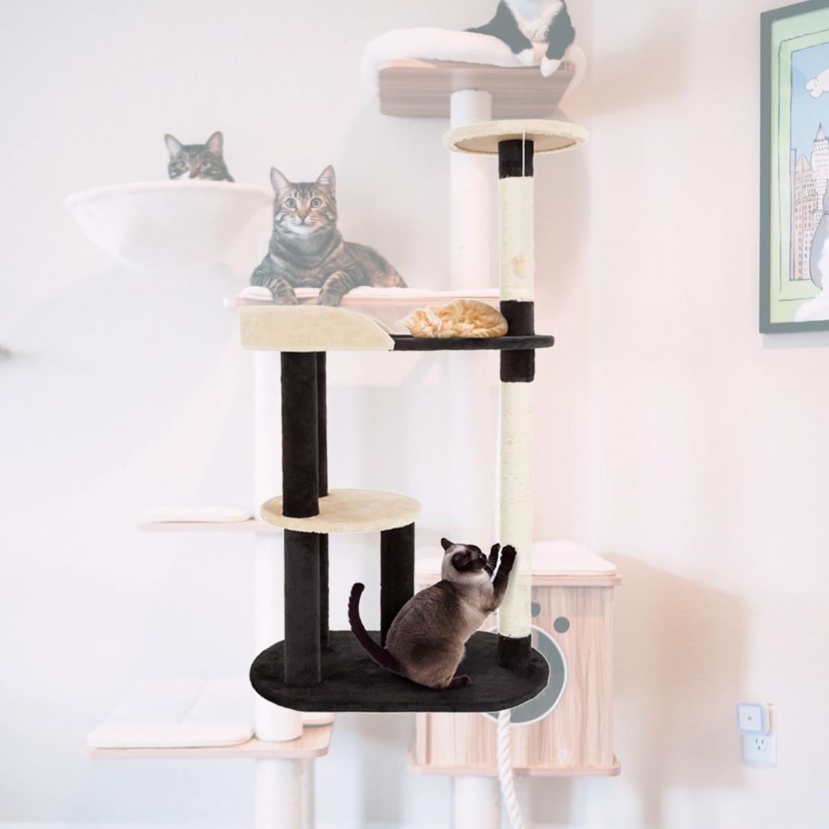 Picture of Petmaker 80-PET5083 42.25 in. 3 Tier Cat Tree with 2 Scratching Posts&#44; Black & Tan