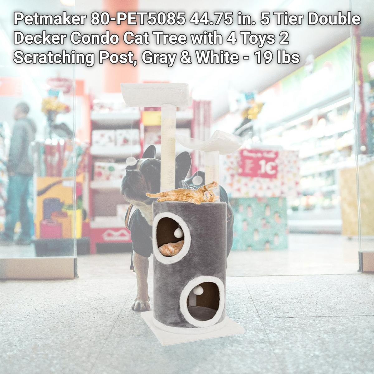 Picture of Petmaker 80-PET5085 44.75 in. 5 Tier Double Decker Condo Cat Tree with 4 Toys 2 Scratching Post&#44; Gray & White - 19 lbs
