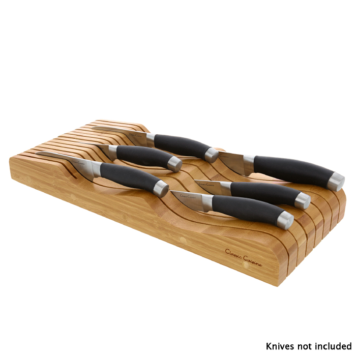 Picture of Classic Cuisine 82-KIT1000 In Drawer Bamboo Knife Block & Cutlery Storage Organizer