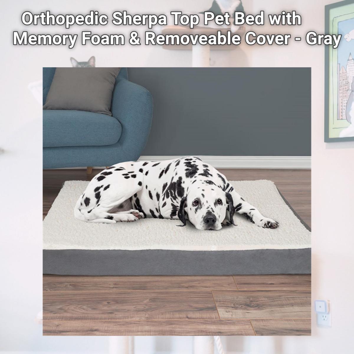 Picture of Petmaker 80-PET5091G Orthopedic Sherpa Top Pet Bed with Memory Foam & Removeable Cover - Gray