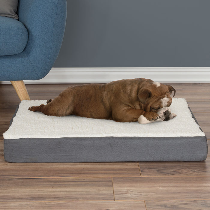Picture of Petmaker 80-PET5089G Orthopedic Sherpa Top Pet Bed with Memory Foam & Removable Cover - Gray