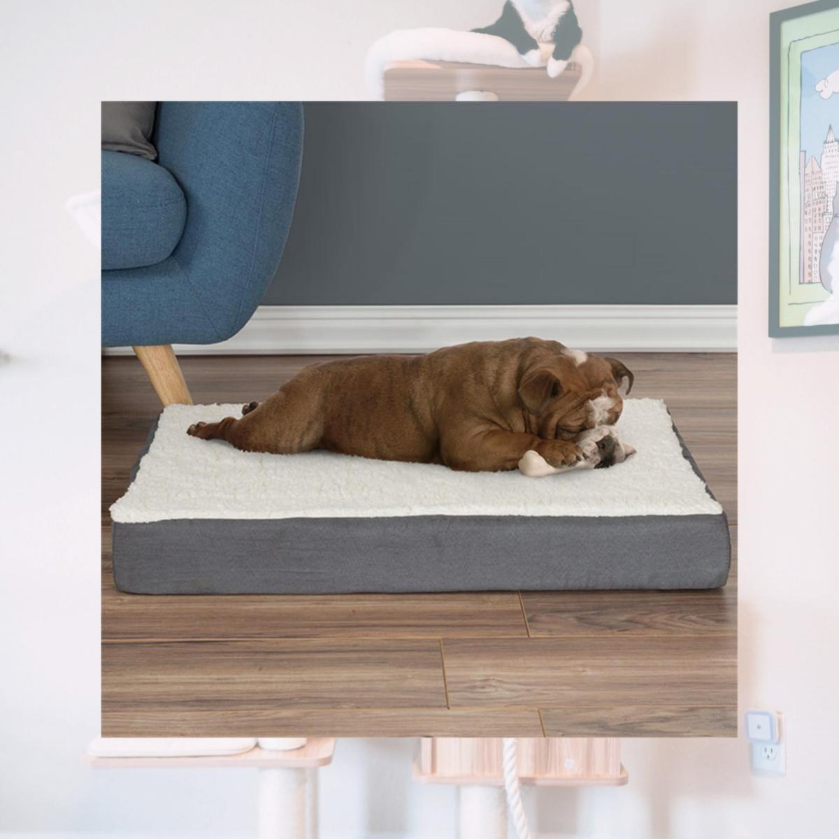 Picture of Petmaker 80-PET5089G Orthopedic Sherpa Top Pet Bed with Memory Foam & Removable Cover - Gray
