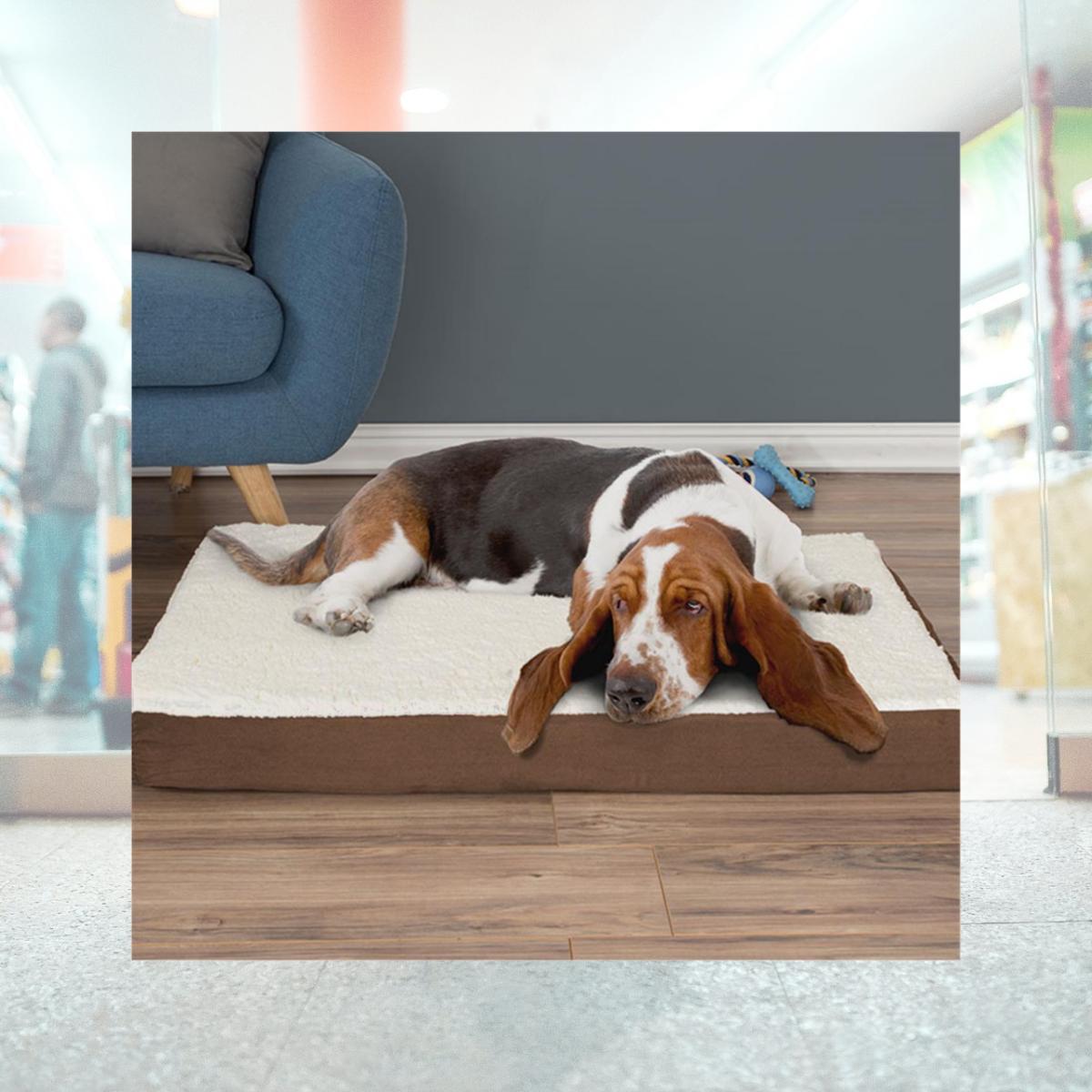 Picture of Petmaker 80-PET5090B Orthopedic Sherpa Top Pet Bed with Memory Foam & Removable Cover - Brown