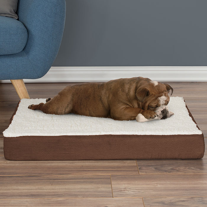 Picture of Petmaker 80-PET5089B Orthopedic Sherpa Top Pet Bed with Memory Foam & Removable Cover - Brown