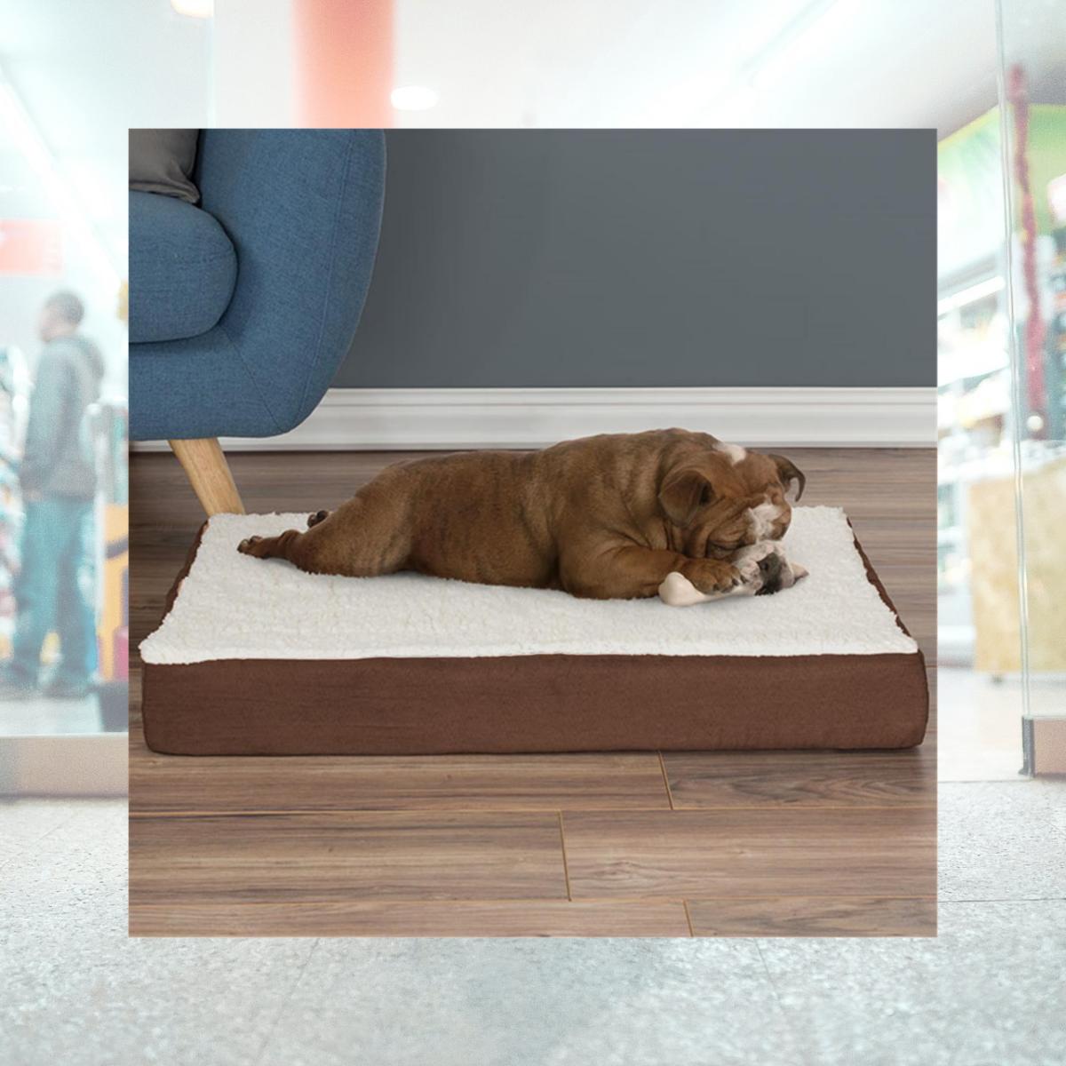 Picture of Petmaker 80-PET5089B Orthopedic Sherpa Top Pet Bed with Memory Foam & Removable Cover - Brown