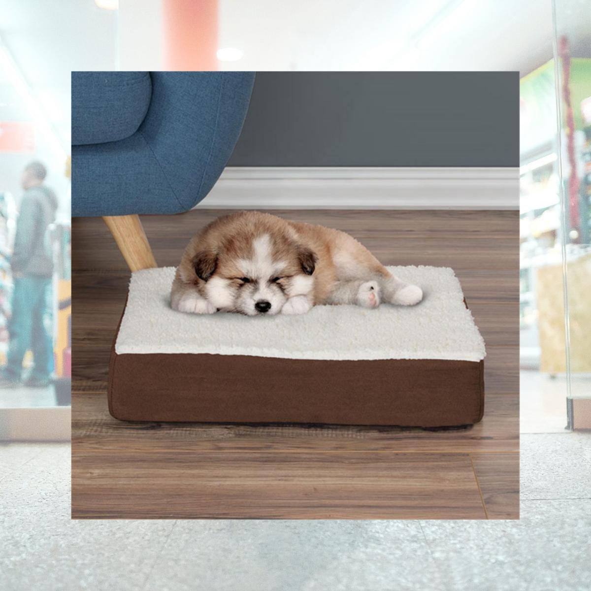 Picture of Petmaker 80-PET5088B Orthopedic Sherpa Top Pet Bed with Memory Foam & Removable Cover - Brown