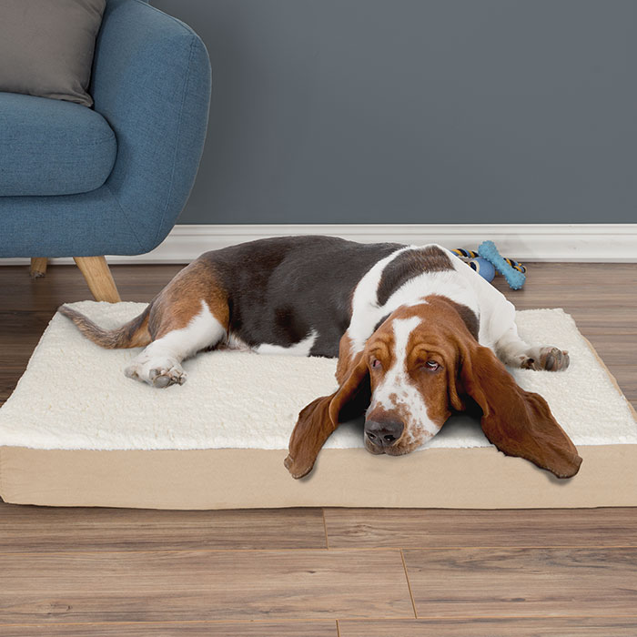 Picture of Petmaker 80-PET5090T Orthopedic Sherpa Top Pet Bed with Memory Foam & Removable Cover - Tan