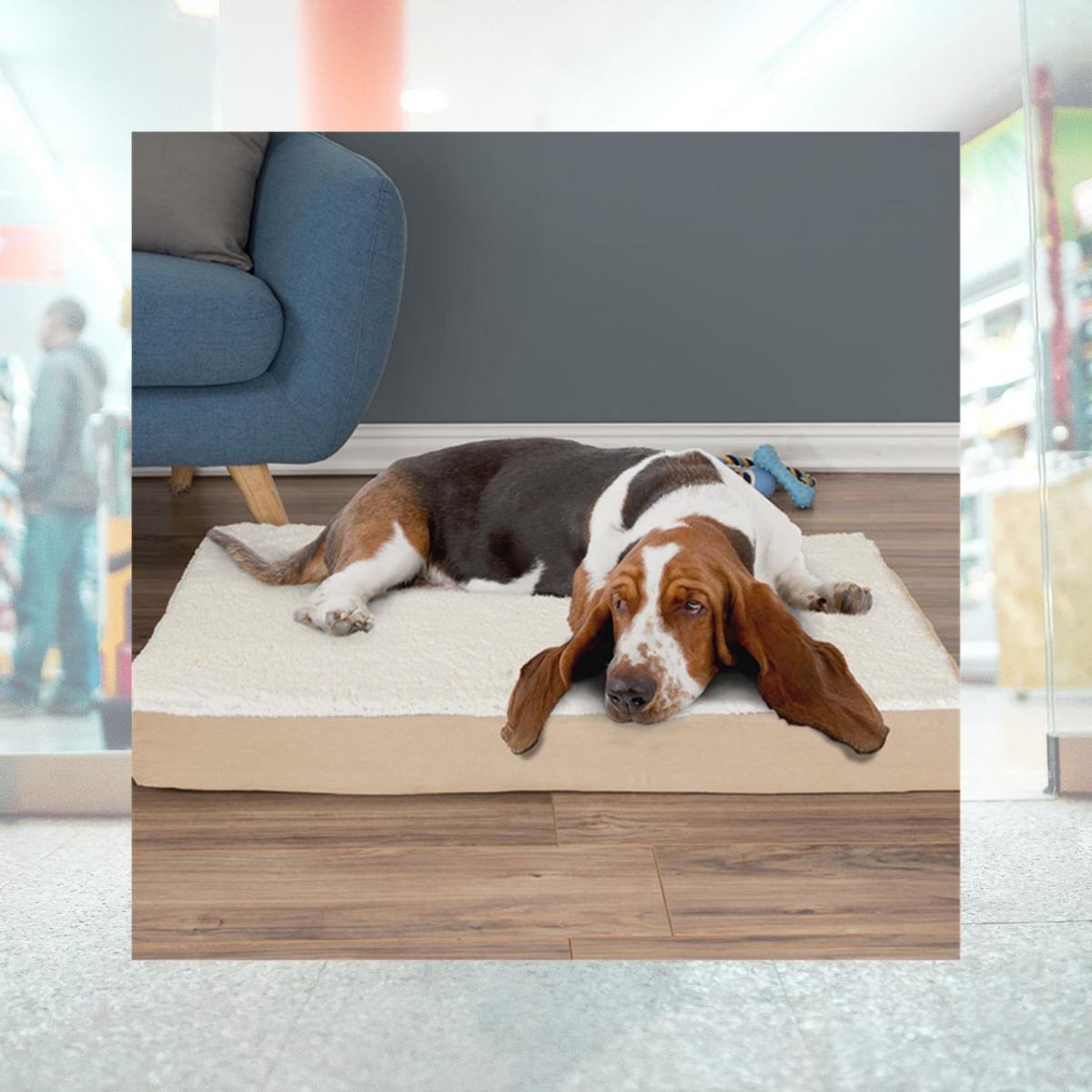 Picture of Petmaker 80-PET5090T Orthopedic Sherpa Top Pet Bed with Memory Foam & Removable Cover - Tan