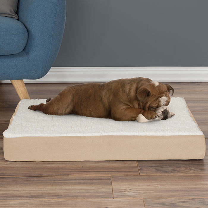 Picture of Petmaker 80-PET5089T Orthopedic Sherpa Top Pet Bed with Memory Foam & Removable Cover - Tan