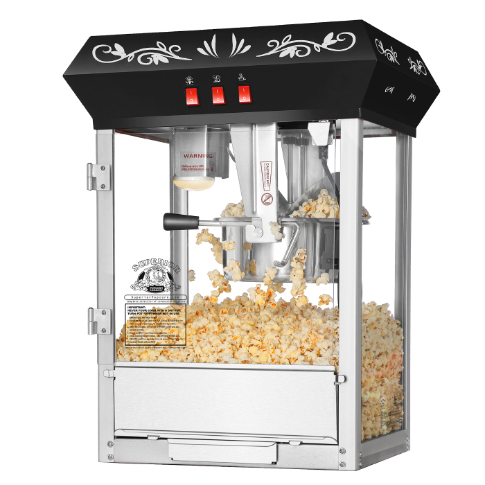 Picture of Superior Popcorn 82-P556 8 oz Countertop Movie Night Popcorn Popper Machine - Black