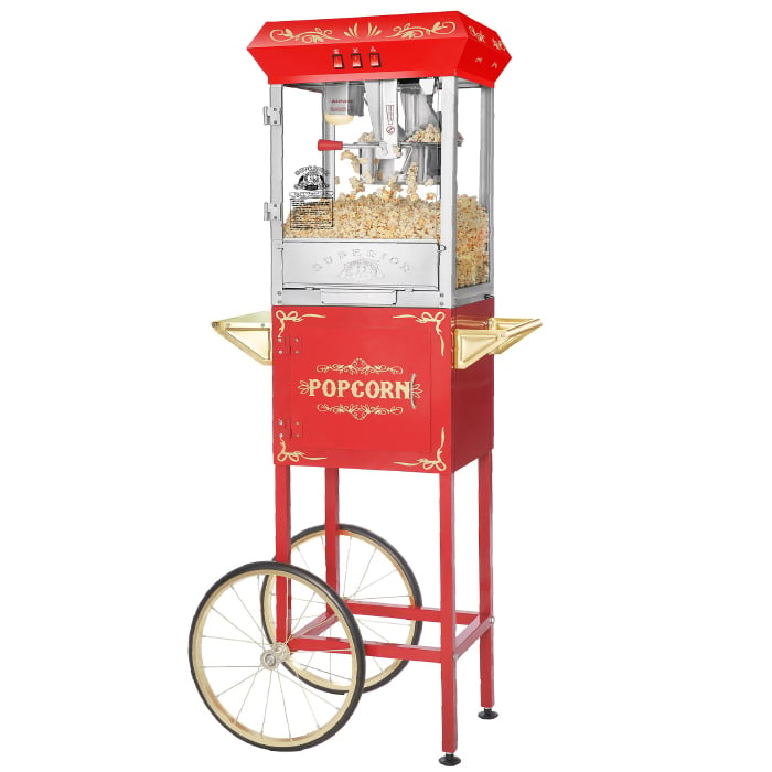 Picture of Superior Popcorn 82-P558 8 oz Carnival Popcorn Popper Machine with Cart - Red