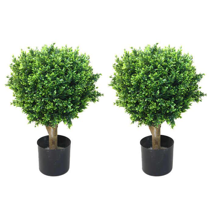 Picture of Pure Garden 50-10008 Artificial Julian Hedyotis Tree-Large Faux Potted Topiary Plant - Set of 2