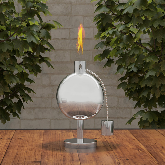 Picture of Pure Garden 50-220 10 in. Stainless Steel Outdoor Fuel Canister Flame Light Tabletop Torch Lamp