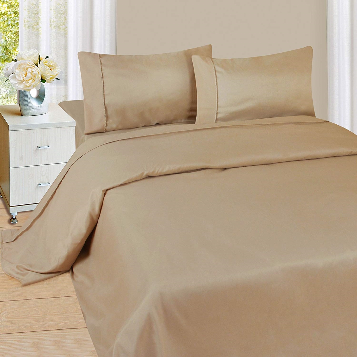 Picture of Bedford Home 66A-05663 1200 Series Sheet Set&#44; Twin Size & Extra Large - Taupe