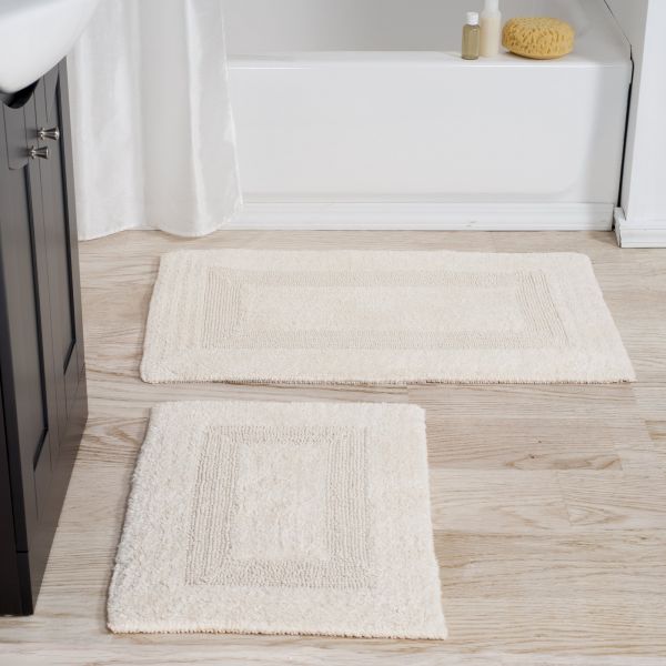 Picture of Bedford Home 67A-01677 100 Percent Cotton 2 Piece Reversible Rug Set - Ivory